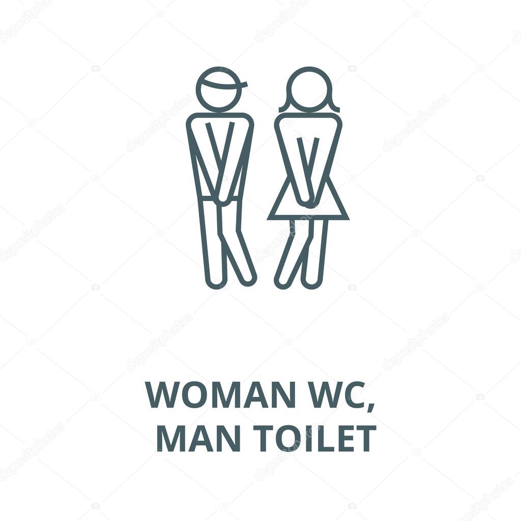 Woman wc, man toilet vector line icon, linear concept, outline sign, symbol