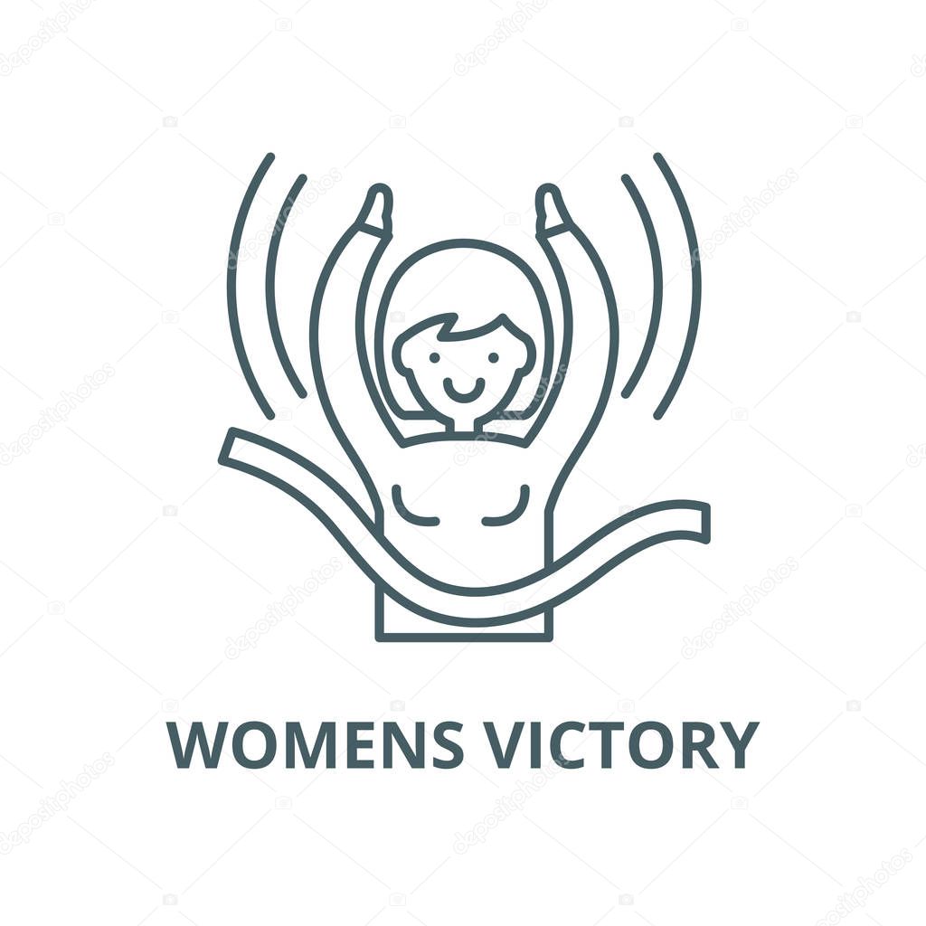 Womens victory vector line icon, linear concept, outline sign, symbol