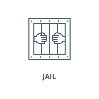 Jail vektör çizgi simgesi, doğrusal kavram, anahat işareti, sembol