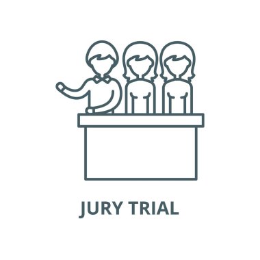 Jüri deneme vektör satırı simgesi, doğrusal kavram, anahat işareti, sembol