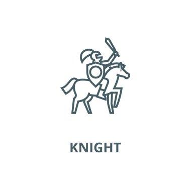 Şövalye vektör çizgisi simgesi, doğrusal kavram, anahat işareti, sembol