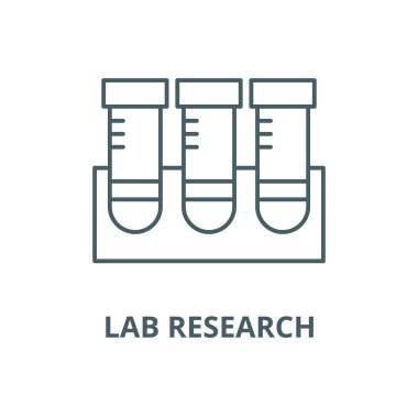 Laboratuvar araştırma vektör satırı simgesi, doğrusal kavram, anahat işareti, sembol