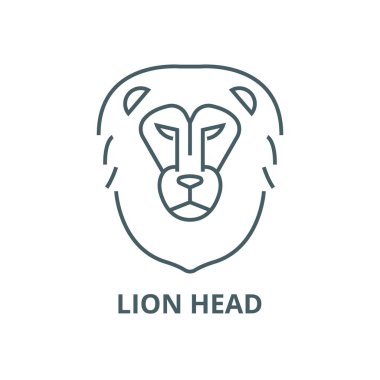 Aslan baş vektör çizgi simgesi, doğrusal kavram, anahat işareti, sembol