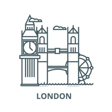 Londra vektör çizgisi simgesi, doğrusal kavram, anahat işareti, sembol