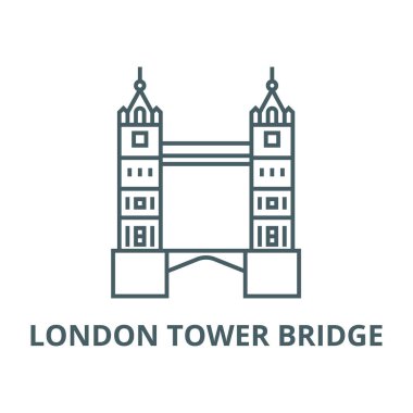 Londra kule köprü vektör hattı simgesi, doğrusal kavram, anahat işareti, sembol