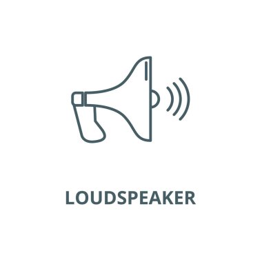 Hoparlör vektör çizgisi simgesi, doğrusal kavram, anahat işareti, sembol