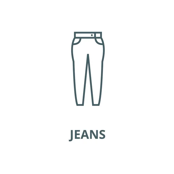 Jeans vector línea icono, concepto lineal, signo de contorno, símbolo — Vector de stock