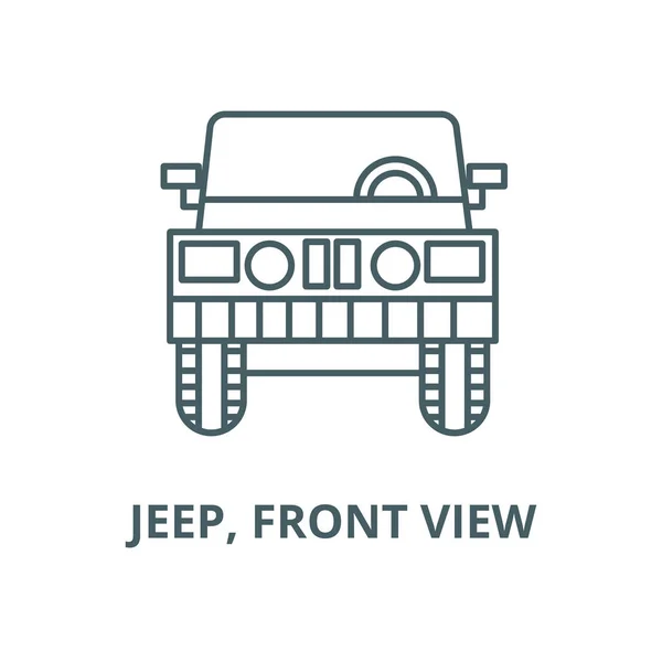 Jeep, icono de línea de vector de vista frontal, concepto lineal, signo de contorno, símbolo — Vector de stock