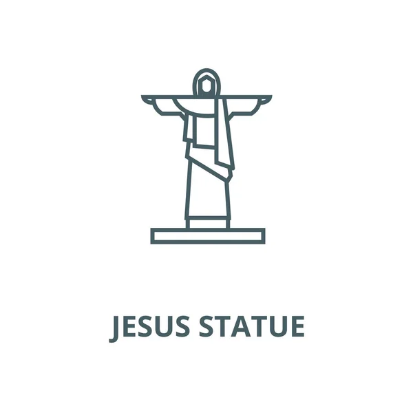 Jezus standbeeld vector lijn pictogram, lineair concept, omtrek teken, symbool — Stockvector