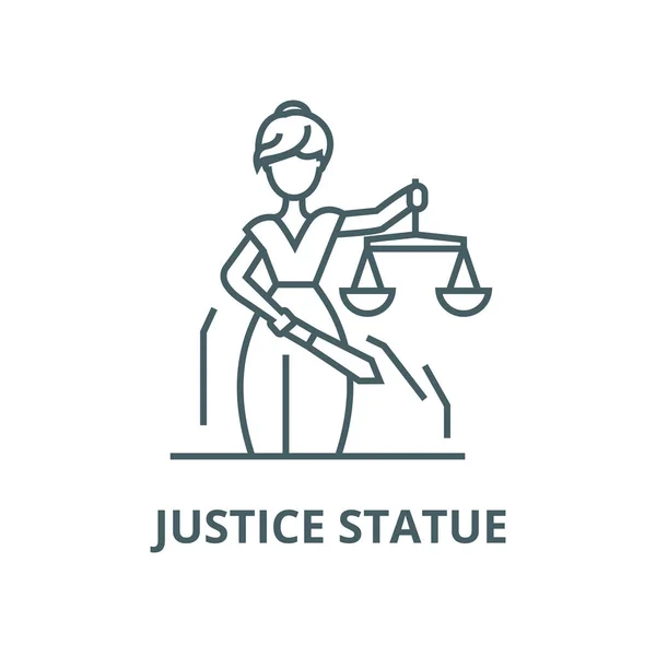 Statue de justice icône de ligne vectorielle, concept linéaire, signe de contour, symbole — Image vectorielle