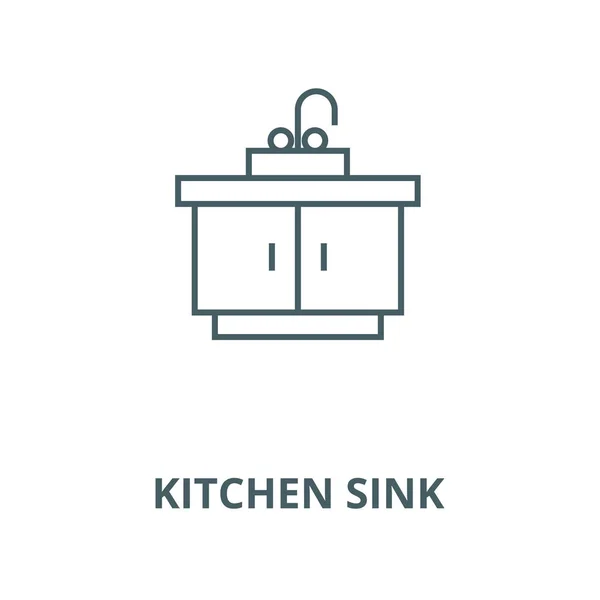 Kitchen sink vector line icon, linear concept, outline sign, symbol — Stock Vector