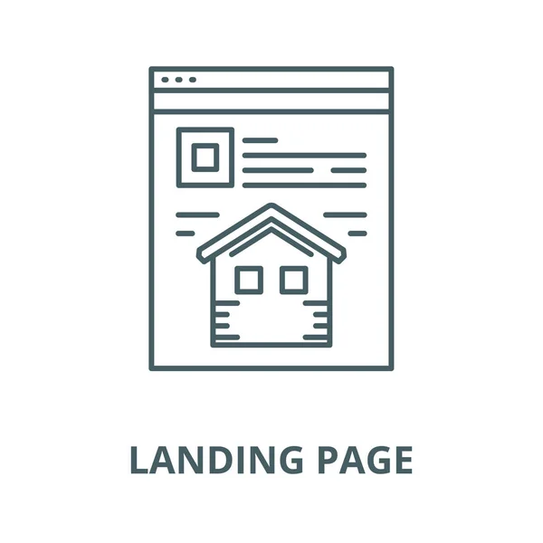 Icono de línea vectorial de landing page, concepto lineal, signo de contorno, símbolo — Vector de stock