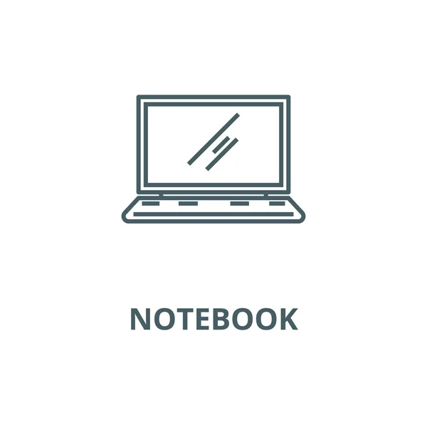 Laptop, anteckningsbok vektor linje ikon, linjärt koncept, kontur skylt, symbol — Stock vektor