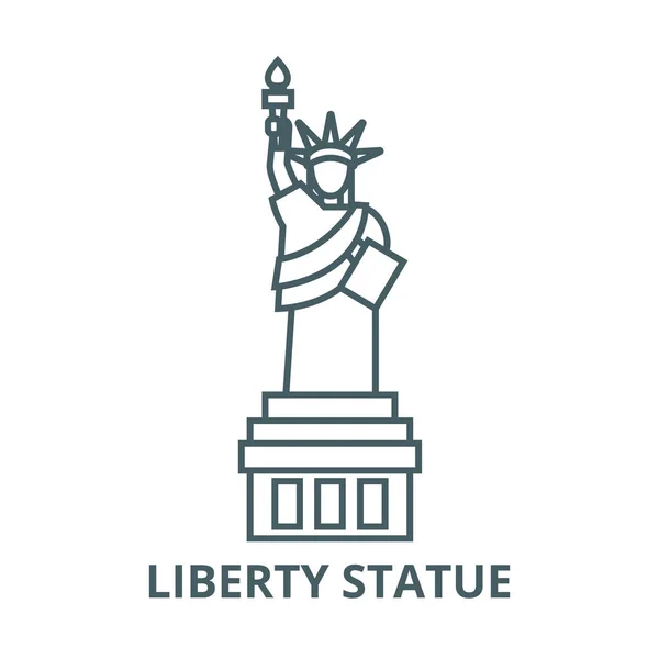 Statue de la liberté icône de ligne vectorielle, concept linéaire, signe de contour, symbole — Image vectorielle