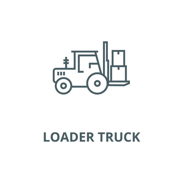 Loader teherautó vektor vonal ikon, lineáris koncepció, vázlat jel, szimbólum — Stock Vector