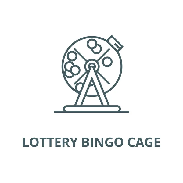 Lotteri Bingo bur vektor linje ikon, linjärt koncept, kontur skylt, symbol — Stock vektor
