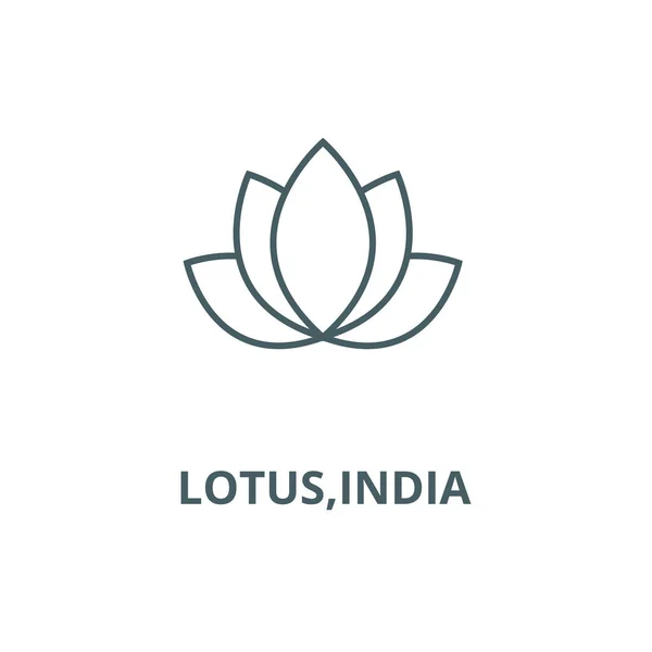 Lotus, hindistan vektör çizgi simgesi, doğrusal kavram, anahat işareti, sembol — Stok Vektör