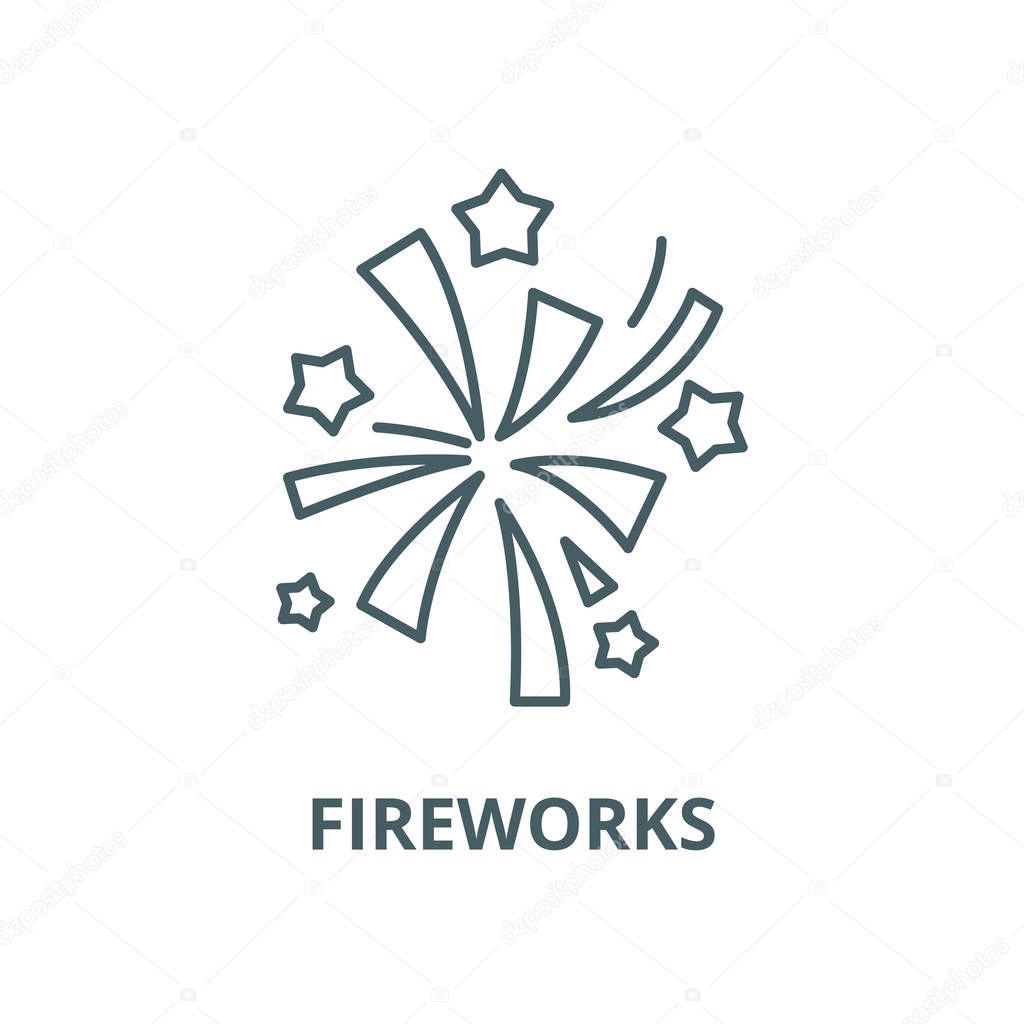 Fireworks vector line icon, linear concept, outline sign, symbol