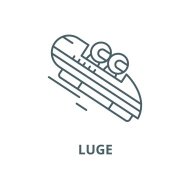 Luge vektör çizgi simgesi, doğrusal kavram, anahat işareti, sembol