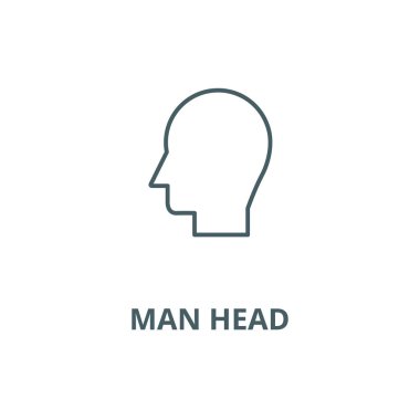Adam kafası vektör çizgi simgesi, doğrusal kavram, anahat işareti, sembol
