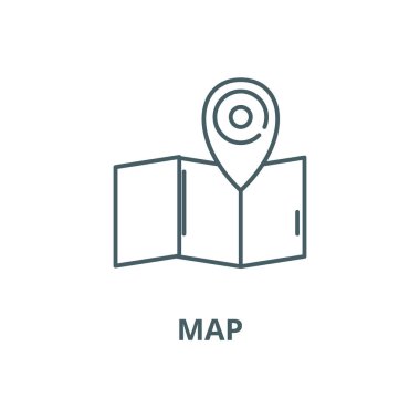 Harita vektör çizgisi simgesi, doğrusal kavram, anahat işareti, sembol