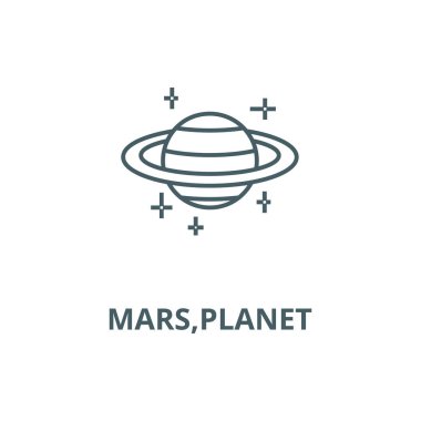 Mars, gezegen vektör çizgi simgesi, doğrusal kavram, anahat işareti, sembol