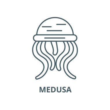 Medusa vektör çizgi simgesi, doğrusal kavram, anahat işareti, sembol