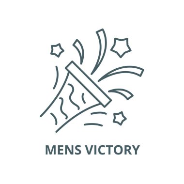 Mens zafer vektör çizgi simgesi, doğrusal kavram, anahat işareti, sembol