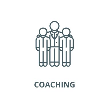 Mentorluk, mentorluk, koçluk vektör çizgi simgesi, doğrusal kavram, anahat işareti, sembol