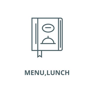 Menü, öğle yemeği vektör satırı simgesi, doğrusal kavram, anahat işareti, sembol