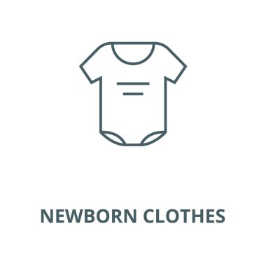 Yenidoğan giysiler vektör çizgi simgesi, doğrusal kavram, anahat işareti, sembol