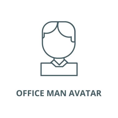 Office man avatar vektör çizgi simgesi, doğrusal kavram, anahat işareti, sembol