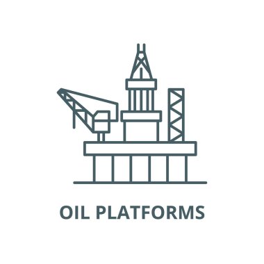 Yağ platformları vektör çizgisi simgesi, doğrusal kavram, anahat işareti, sembol