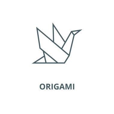 Origami vektör çizgi simgesi, doğrusal kavram, anahat işareti, sembol