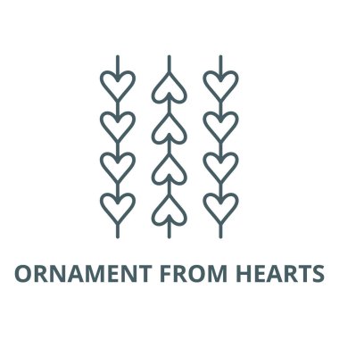 Kalplerden süs vektör çizgi simgesi, doğrusal kavram, anahat işareti, sembol