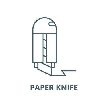 Kağıt bıçak vektör çizgi simgesi, doğrusal kavram, anahat işareti, sembol