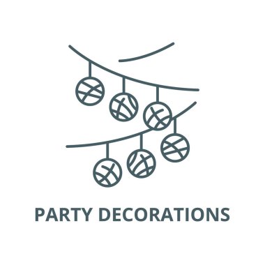 Parti süslemeleri vektör çizgi simgesi, doğrusal kavram, anahat işareti, sembol