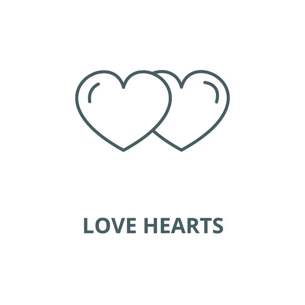 Szerelem szívek vektor vonal ikon, lineáris koncepció, vázlat jel, szimbólum — Stock Vector