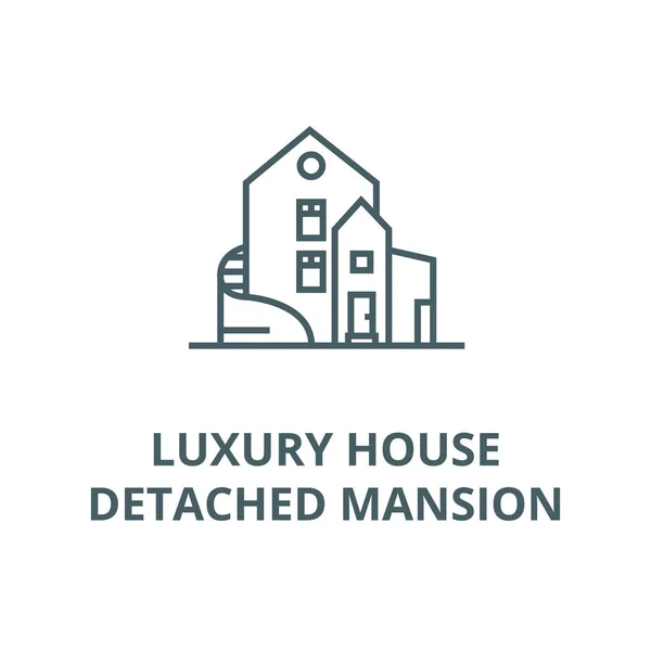 Maison de luxe, icône de ligne vectorielle de maison individuelle, concept linéaire, panneau de contour, symbole — Image vectorielle
