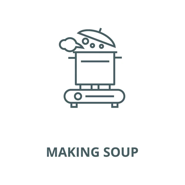 Making soup vector line icon, linear concept, outline sign, symbol — Stock Vector