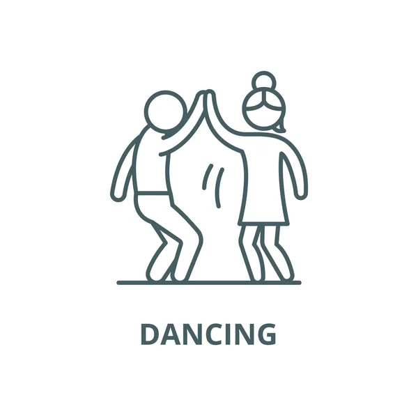 El hombre y la mujer están bailando icono de línea vectorial, concepto lineal, signo de contorno, símbolo — Vector de stock