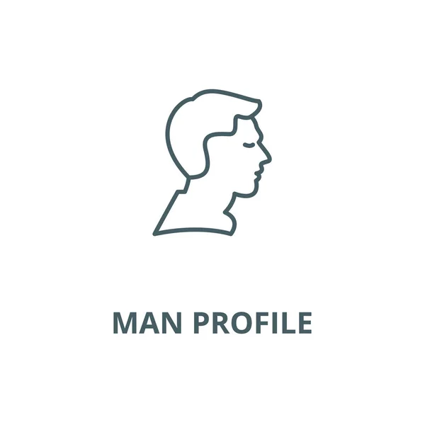 Perfil de homem ícone de linha vetorial, conceito linear, sinal de contorno, símbolo —  Vetores de Stock