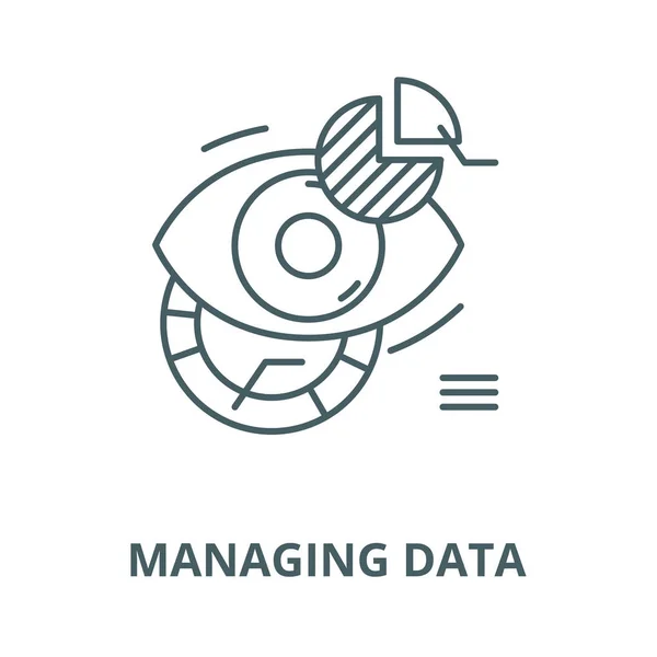 Verwaltung von Datenvektorzeilensymbol, linearem Konzept, Umrisszeichen, Symbol — Stockvektor