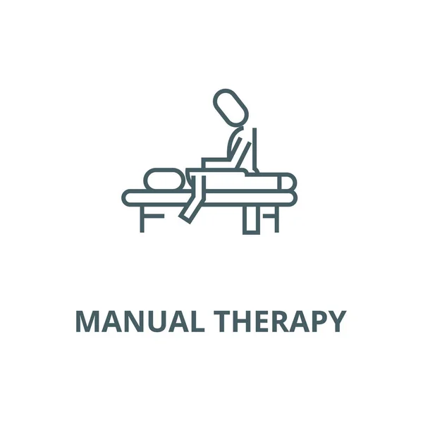 Manuální terapie, masáže, lázně, ikona vektorové linie osteopatie, lineární koncept, značka obrysu, symbol — Stockový vektor