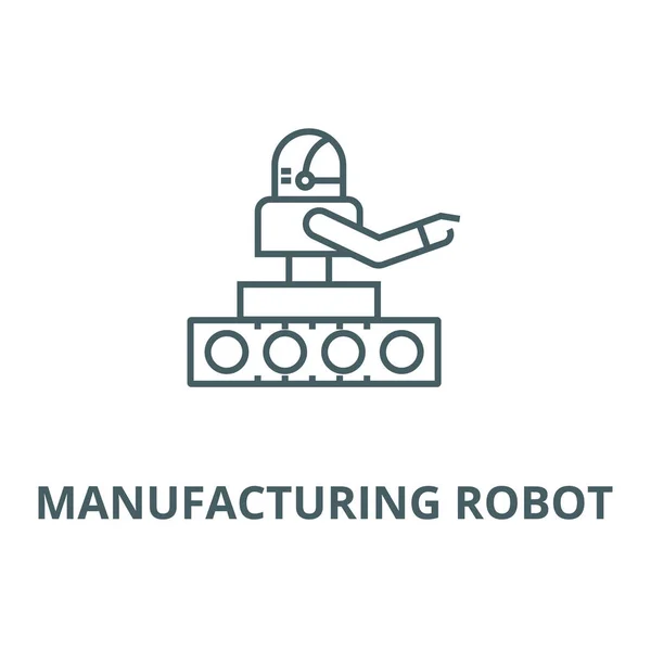 Productie robot vector lijn icoon, lineair concept, omtrek teken, symbool — Stockvector