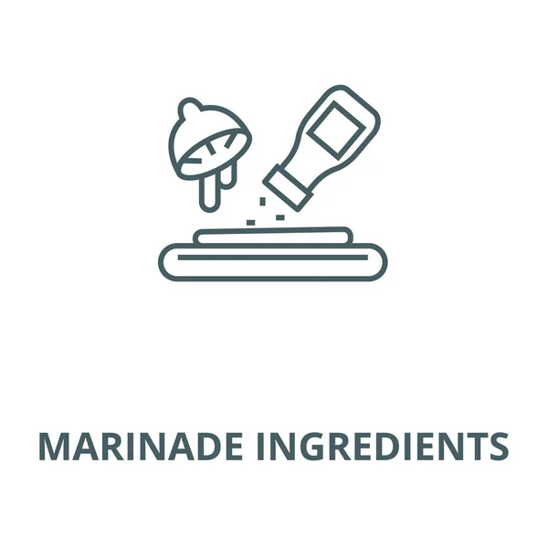 Ingredientes de marinada ícone de linha vetorial, conceito linear, sinal de contorno, símbolo — Vetor de Stock