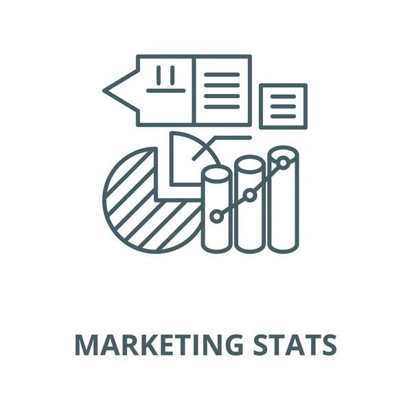 Marketing Statistiken Vektorzeilensymbol, lineares Konzept, Umrisszeichen, Symbol — Stockvektor