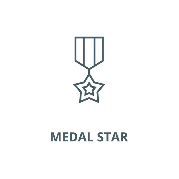 Medalla estrella vector línea icono, concepto lineal, signo de contorno, símbolo — Vector de stock