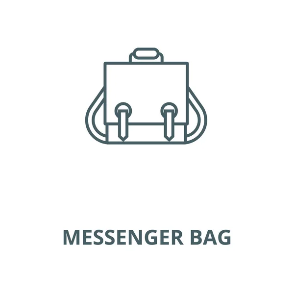 Σύμβολο γραμμής διανυσματικού δρόμου τσάντα Messenger, γραμμική έννοια, πινακίδα περιγράμματος — Διανυσματικό Αρχείο