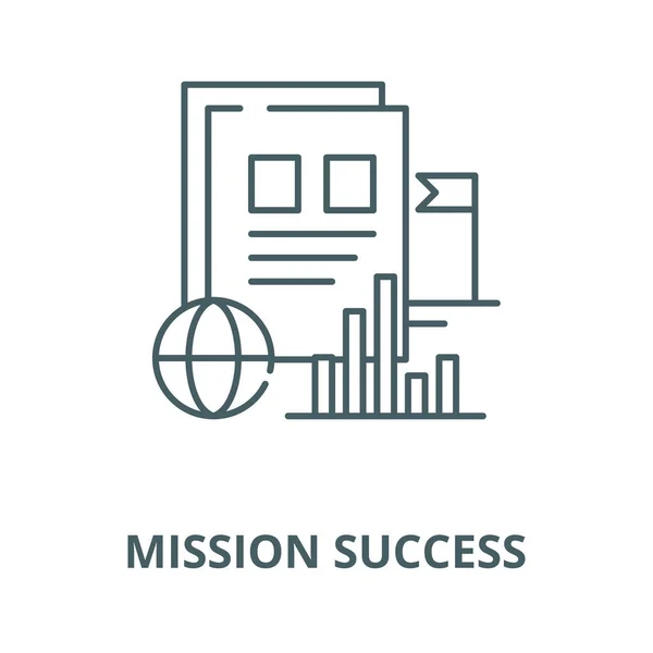 Mission success vector lijn icoon, lineair concept, omtrek teken, symbool — Stockvector